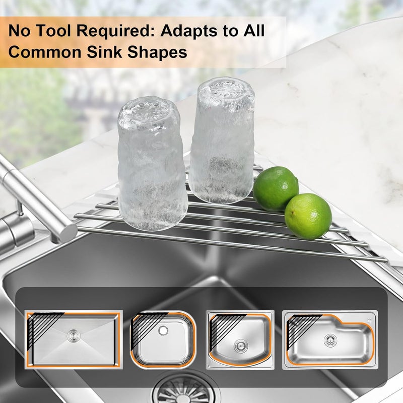 Seropy Sink Caddy Sponge Holder for Kitchen Sink, Small Dish Drainer for Kitchen Counter, Triangle Sink Brush Drainer Rack, Collapsible Dishes Drying Rack Over Sinks, Dishrack Utensil Holder Dryer White - Image 3